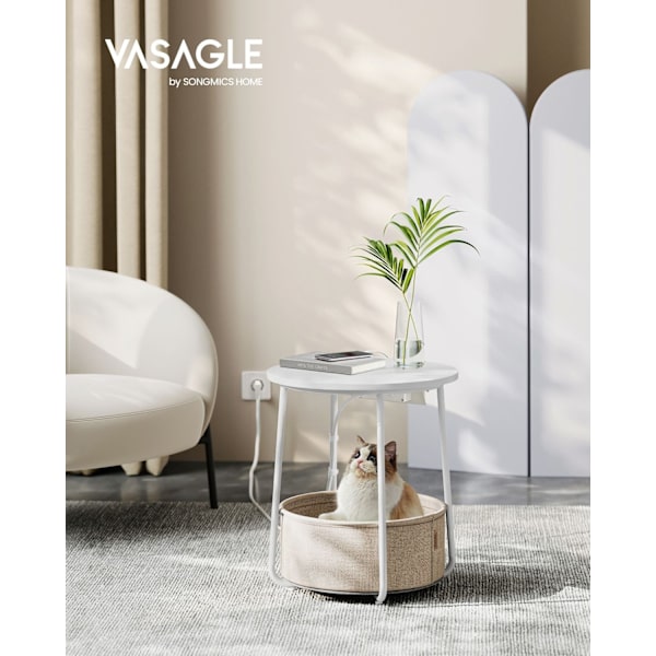 Rootz 3 stykke sæt sidebord - endebord - natbord - spånplade stål polyesterstof - mat hvid kamelbrun - 45 cm x 50 cm x 50 cm - 39,6 cm x 18,2 cm x 18,