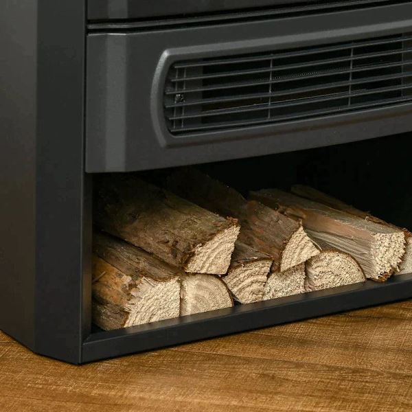 Rootz Elektrisk pejs - Pejs - Realistiske flammer - 2 varmeniveauer - Overophedningsbeskyttelse - Stål - Sort - 44,5 x 32 x 74 cm