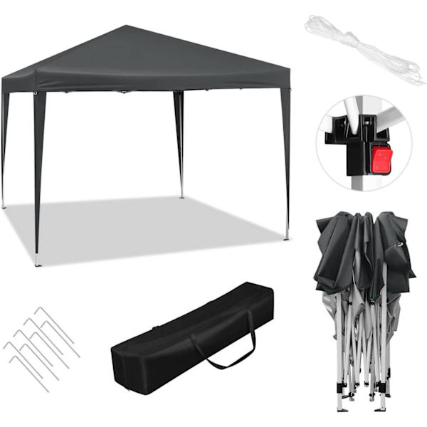 Rootz Premium Outdoor Gazebo - Paviljong - Baldakin - Vattentät - UV-skydd - Enkel installation - 3x3m - Antracit