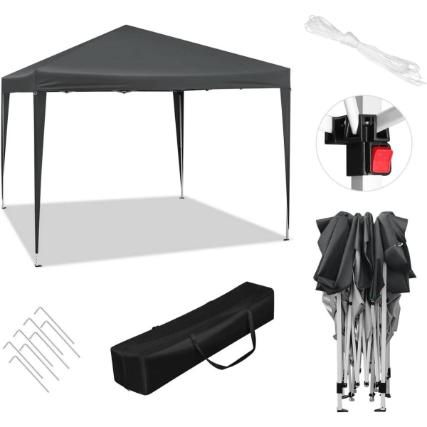 Rootz Premium Outdoor Gazebo - Paviljonki - Katos - Vedenpitävä - UV-suoja - Helppo asennus - 3x3m - Antrasiitti