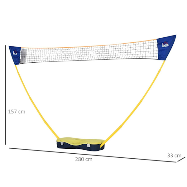 Rootz Badmintonnet med stativ - gul, blå - plastik - 110,23 cm x 12,99 cm x 61,81 cm