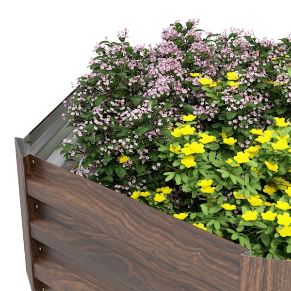 Rootzin korotettu sänky Puutarhasänky - Yrttisänky - Vihannesten istutuskone - Säänkestävä - Galvanoitu teräs - 113cm x 98cm x 30cm - Tummanruskea