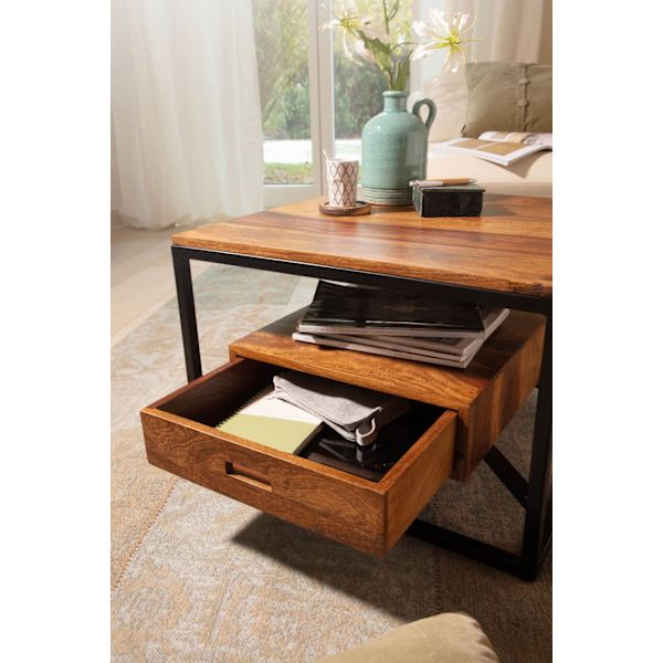 Rootz Modern Soffbord - Fyrkantigt bord - Förvaringsutrymme - Metallram - 60cm x 60cm x 40cm