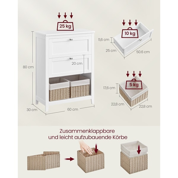 Rootz Badrumsmöbler - Förvaringsenhet - Organizer - Justerbara avdelare - Molnvit - 60cm x 30cm x 90cm