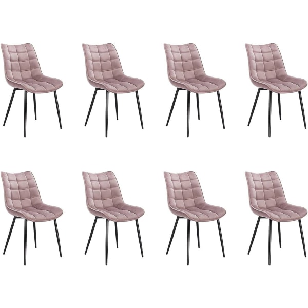 Rootz Sæt med 8 spisestuestole - Fløjlssædestole - Metalbenstole