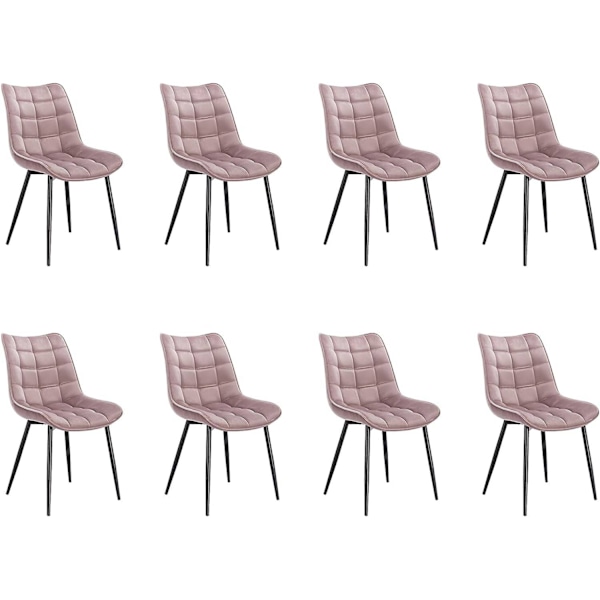 Rootz Set med 8 matstolar - Sammetsstolar - Metallbenstolar - Hållbara & långvariga - Bekväm & Ergonomisk - Golvskydd - 46 x 40,5 cm Sitsstorlek