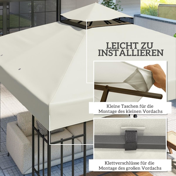 Rootz 3x3m Gazebo -tak - Ersättande presenning