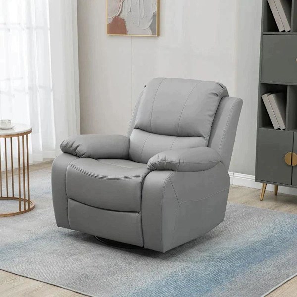 Rootz Relax Stol - Liggstol - Tiltbart ryggstöd - Vridbar vilstol - Vippfunktion - Med fotstöd - Stål - Grå - 93 x 100 x 98Hcm