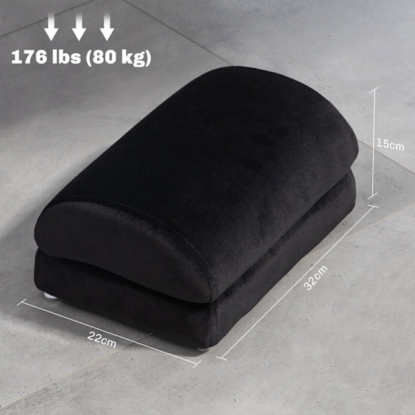 Rootz Fodstøtte - Skrivebordsfodskammel - Ergonomisk fodstøtte - Fløjlsstof - Knæpude - 32 cm x 22 cm x 15 cm