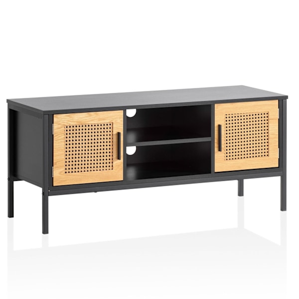 Rootz Lowboard tv-skab - 110 cm tv-stativ - Mediekonsol - Wienerfletdesign - Rummelig opbevaring - Kabelstyring - Holdbar konstruktion - 110 cm x 40 c