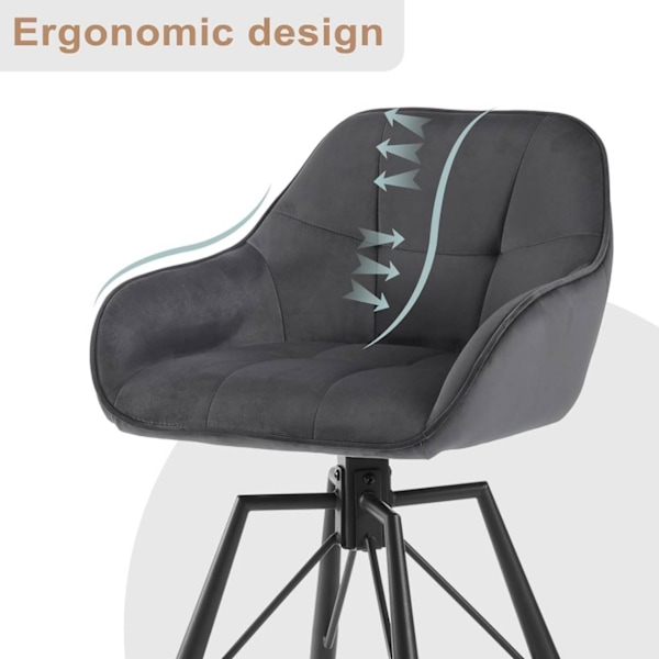 Rootz Velvet -baarijakkara - Keittiöjakkara - 360° Kääntyvä jakkara - Erittäin mukava - Ergonominen muotoilu - Metallirunko - 51 cm x 94,5 cm x 53 cm