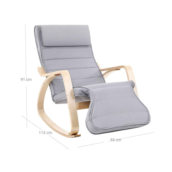 Rootz Relaxation Chair - Fotstöd - Bra lastkapacitet - Hög sittkomfort - Högkvalitativt trä - Ergonomiskt formad - Björkträ-skum-imitation Linne - Lju