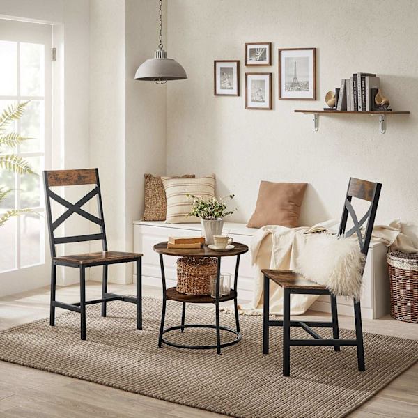 Rootz Vintage brun-svarta matstolar - Köksstolar - Spånstål - Bekväma sittplatser - Robust konstruktion - Enkel montering - 43,4 cm x 43 cm x 95,5 cm
