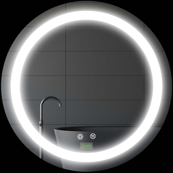 Rootz LED badeværelsesspejl - Vægmonteret makeupspejl - Rundt makeupspejl - Justerbar lysstyrke - Anti-dug - 50 cm x 4,6 cm