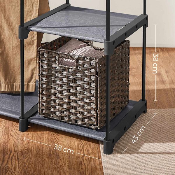 Rootz Åbent garderobeskab - Skabsorganisering - Tøjstativ - Ikke-vævet stof - 43cm x 112cm x 165cm - Sort - Metalrør - Plastforbindelser