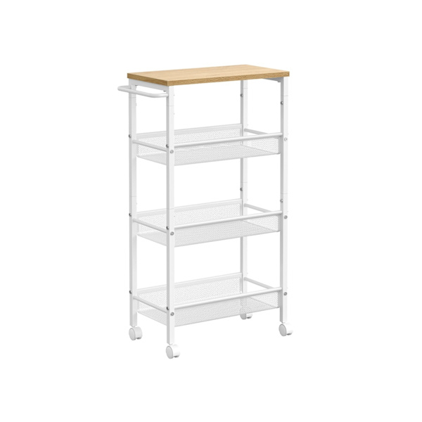 Rootz Eg Hvid spånplade stålvogn - Rullevogn - Opbevaringsorganer - Letvægts - Kompakt design - Nem montering - 22cm x 45,5cm x 77cm