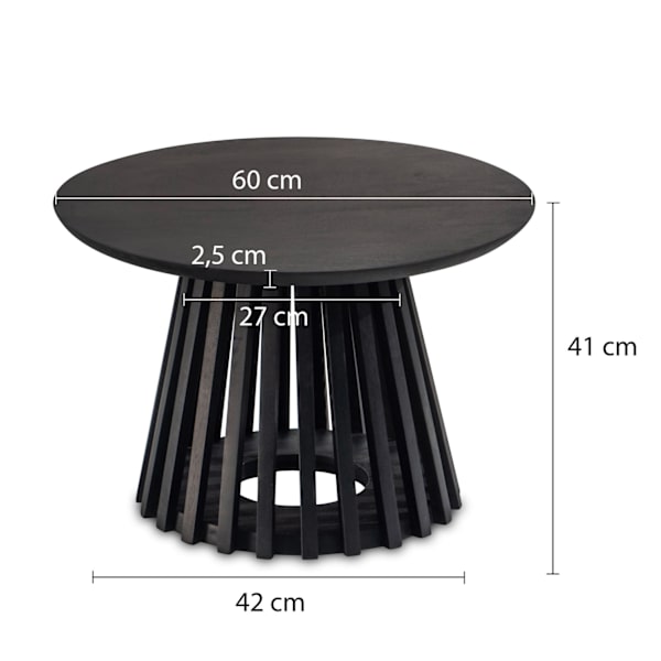 Rootz Modern Design Sofabord - Rundt bord - Stuebord - Håndlavet - Mangotræ - Beskyttende lak - 60cm x 60cm x 41cm
