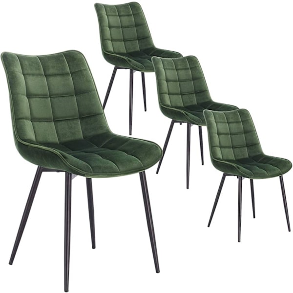 Rootz Set med 4 matstolar - Sammetssits - Metallben - Ergonomisk design - Hållbar och bekväm - Golvskydd - 85,5 cm x 46 x 40,5 cm