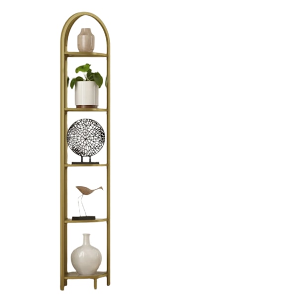 Rootz Corner Shelf Bookhelf - Display Unit - Glass & Metal Shelving - Space -Saving - 28 x 28 x 158 cm