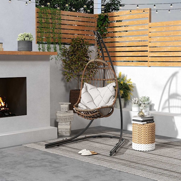 Rootz Hanging Chair C -Shape Metal Stand - Hornstick Frame - Hanging Restoring Frame - Stabilitet - 154 cm x 134 cm x 221cm