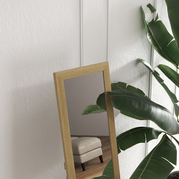 Rootz Tall Mirror med ram - Golvspegel - Fullängd - Hög upplösning - 37x3,8x157cm (vikt), 37x40x155cm (öppen) - Antik träfinish