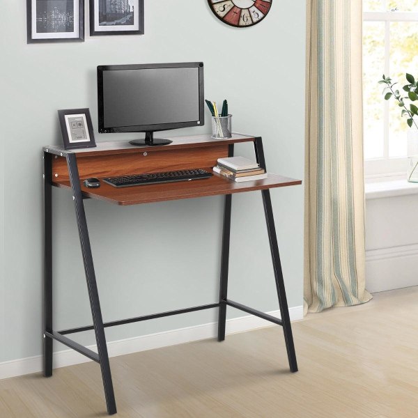 Rootz Desk - Computer Desk - Office Table - Computer Table - Drawer - Processed Wood - Steel - Brown - Black