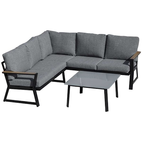 Rootz 3-delat möbelset - Trädgårdsmöbler - 3-sits soffa - 2-sits soffa - 1 sidobord - Grå - Aluminium - Polyester - Skum