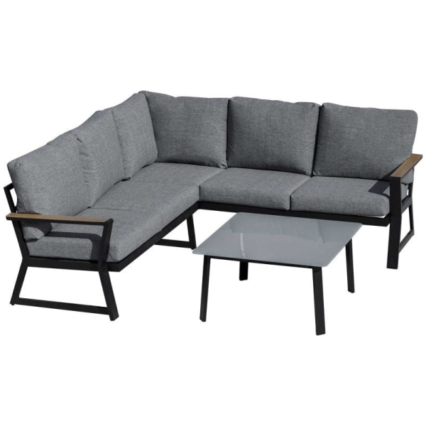 Rootz 3-delt møbelsæt - Havemøbelsæt - 3 pers. sofa - 2 pers. sofa - 1 sidebord - Grå - Aluminium - Polyester - Skum