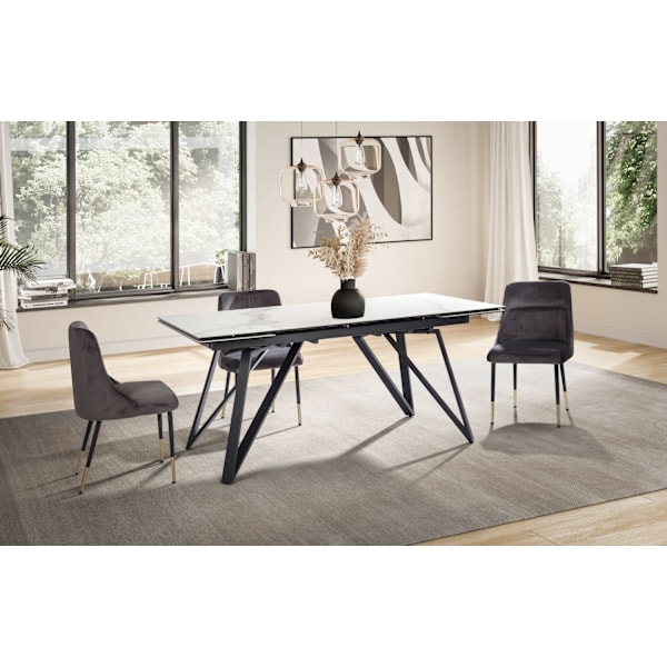 Rootz Large Modern Dining Table - Rectangular Table - Marble Look Table - Sits 12 - 180-260 cm x 95 cm x 76 cm