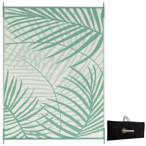 Rootz udendørs tæppe - terrasse tæppe - vejrbestandigt - moderne design - ikke-vævet stof - Grøn + creme - 365 cm x 274 cm x 0,3