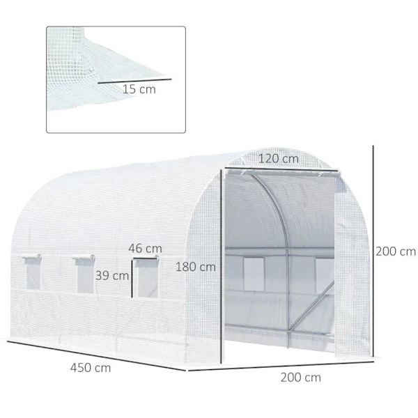 Rootz Foil Greenhouse - Kasvihuone - Plant House - Walk-in kasvihuone - Valkoinen - 4,5Px2Lx2K m