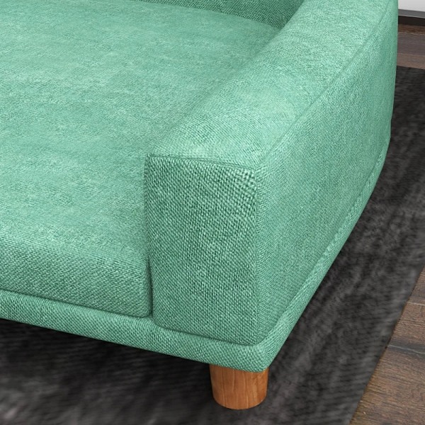 Rootz Hundeseng - Tyk pude - Hundesofa - Elegant design - Pet Sofa - Eukolyptus - Polyester-MDF - Grøn - 68L x 68W x 35H cm