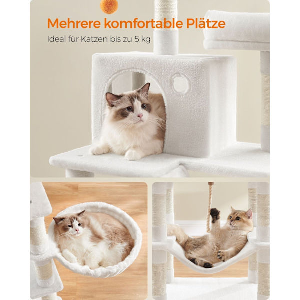 Rootz Cat Skrapstolpe - Kattträd - Skrapare - Spånskiva - Plysch - Sisal - Robust konstruktion - Enkel montering - 55cm x 45cm x 168cm