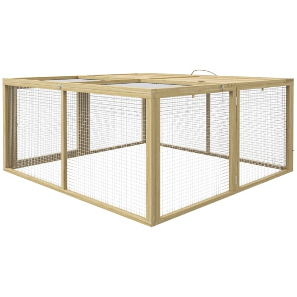 Rootz PawHut Small Animal Hutch - Kaninbur - Portabelt husdjursskydd - Vikbar design - Snabb åtkomst - Rymlig och hållbar - 120 cm x 120 cm x 57 cm -