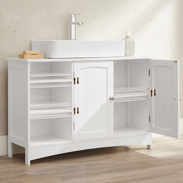 Rootz Under-Sink Cabinet - Badeværelsesopbevaring - Vaskeskab - MDF - Chrome Håndtag - 90cm x 30cm x 60cm