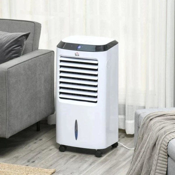 Rootz Air Cooler - Mobil luftkonditionering - Med luftfuktning - Vattenkylande luftkonditionering - 8h Timer Fjärrkontroll - Vit/Svart - 38,2 x 31,6 x