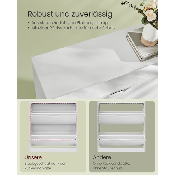 Rootz Skoskåp - Förvaringsorganisator - Spånskiva Material - Platssparande - Enkel montering - Molnvit - 24cm x 80cm x 102cm