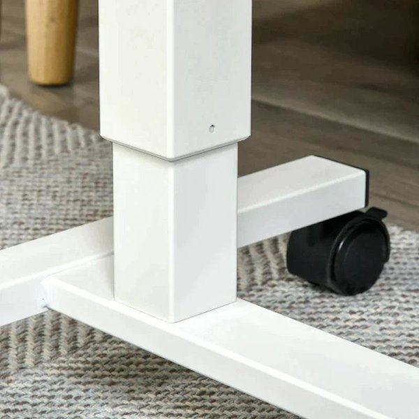 Rootz stående skrivebord - Højdejusterbar - 4 hjul - C-form - Naturlig + Hvid - 65 cm x 48 cm x 70-110 cm