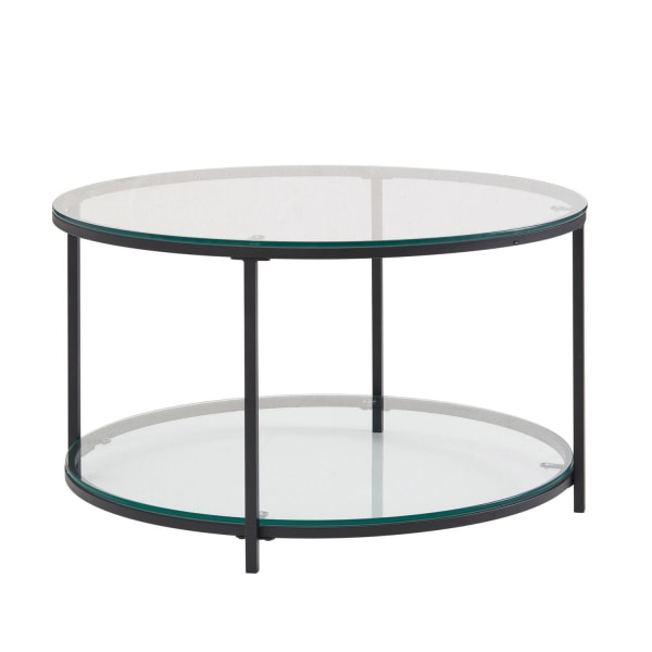 Rootz soffbord 80x80x45 cm glas - metall vardagsrumsbord runt modernt - Soffbord med förvaringsutrymme - Loungebord med förvaringsfack - Soffbord sido