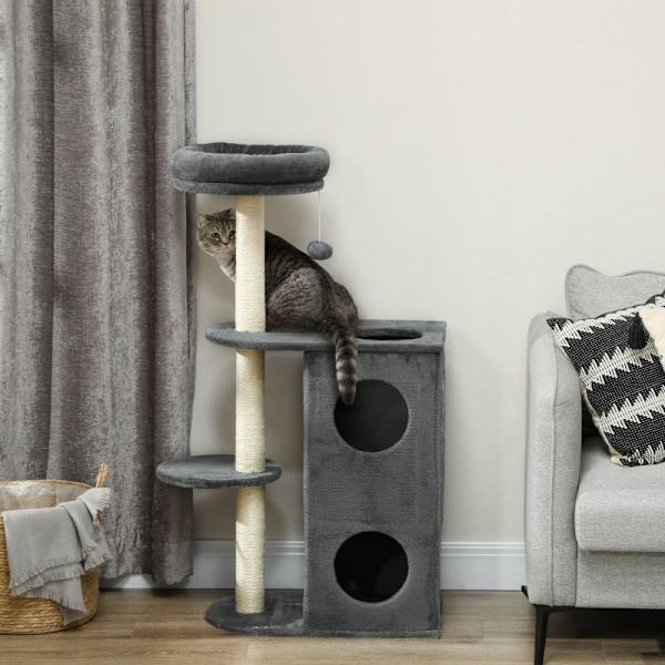 Rootz Cat Tree - Cat Climbing Tree - Lekfulla kattmöbler - Sisal skrapstolpar - 55cm x 34cm x 111cm