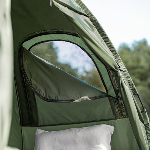 Rootz 4-i-1 campingteltsæt - Pop-up telt - Transportabel lejrseng - Udendørs liggestol - Holdbar Oxford Nylon - Myggebeskyttelse - Nem montering - L19