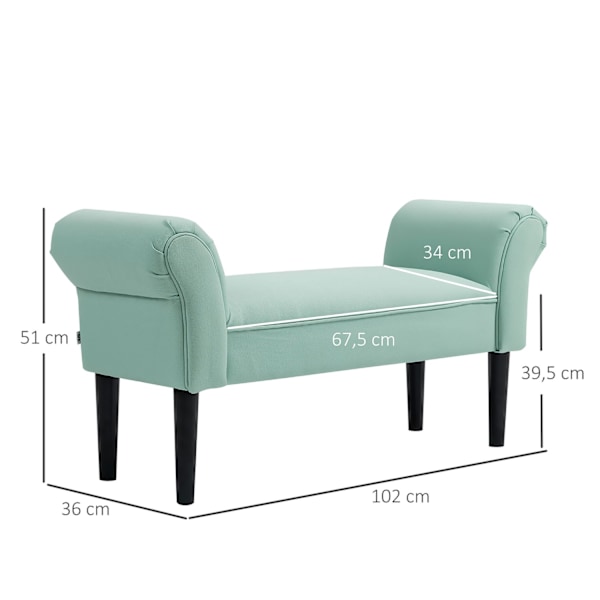 Rootz vadderad bänk - sovrum bänk - hallsäte - bekväm - 102 cm x 36 cm x 51 cm