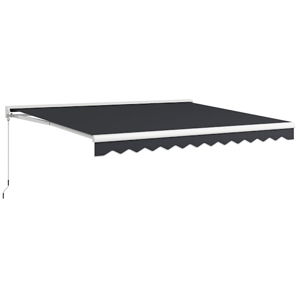 Rootz Markise - Elektrisk - Manuelt forlænges - Vægbeslag - Fuld kassette - Fjernbetjening - Aluminiumsramme - Polyester - Grå - 395L x 300W cm