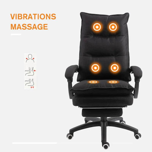 Rootz Kontorstol - Massage Kontorstol - Massagefunktion - Højdejusterbar - Nylon - Sort - 70 x 62 x 120-130 cm