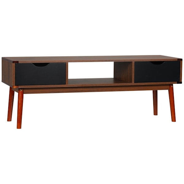 Rootz TV Furniture TV Bench - TV Stand - TV Cabinet - Vintage Chic Style - 122 cm x 39 cm x 46 cm - Elegant Walnut and Black Design