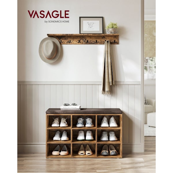 Rootz Vintage Brown kenkäpenkki säilytystilalla - Ottomaanit - Sisääntulopenkki - Lastulevyrakenne - Vaahtomuovipehmuste - Pellavakuori - 30,3 cm x 78