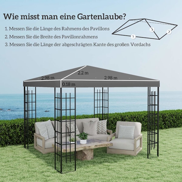 Rootz 3x3m Udskiftning Gazebo Tarpaulin - Paviljontag