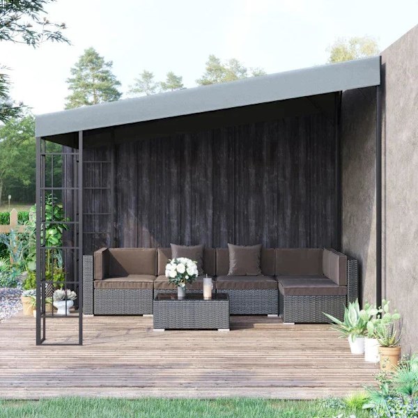 Rootz Pergola - Gazebo - Pavillon - Baldakintelt - Metal/Polyester - Grå - 3,98L x 2,98W x 2,5H m