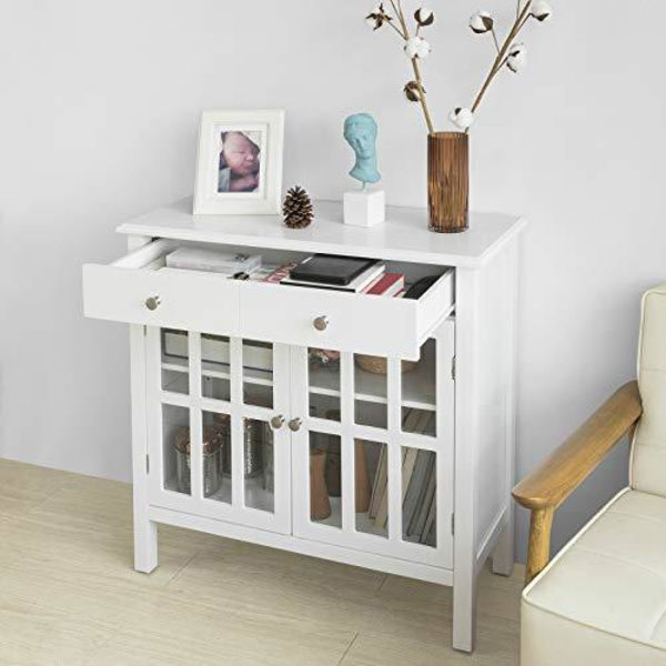 Rootz White Sideboard Förvaringsskåp Skåp 2 lådor 2 luckor