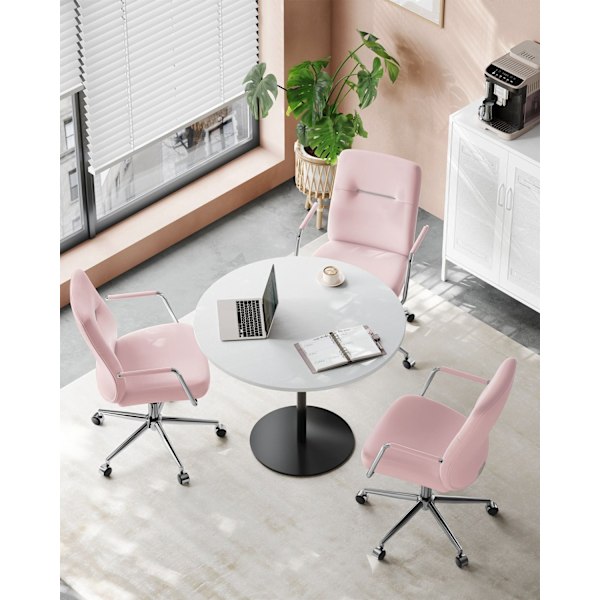 Rootz Pastel Pink kontorstol - Stålstel - Skumsæde - PU-betræk - Justerbar højde - 60 cm x 60 cm x (93-103 cm)